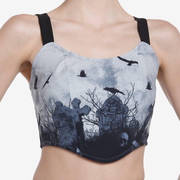 Hot Topic Tops - Thorn & Fable Graveyard Lace-Up Crop Corset Hot‎ Topic Horror Halloween